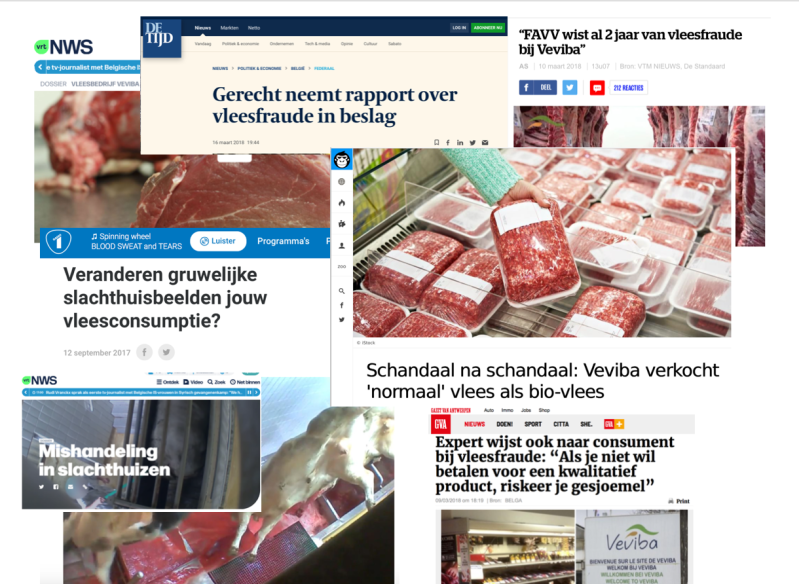 Collage pers vleesschandaal